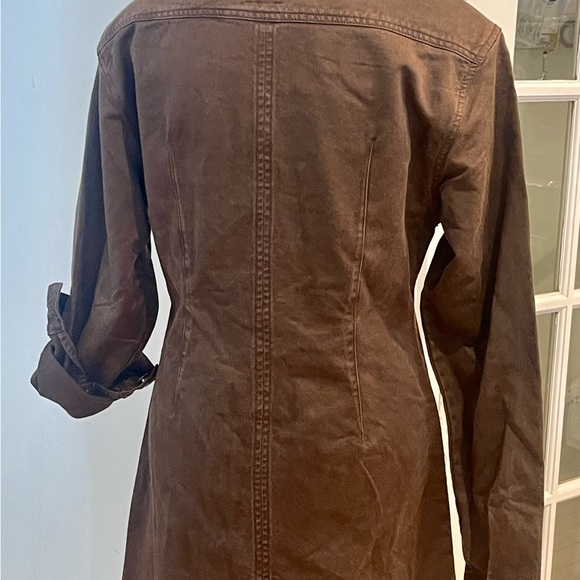 NWOT, David Bitton BUFFALO brown denim dress with removable fur collar - Picture 4 of 6